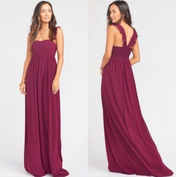 NWT SHOW ME YOUR MUMU | June Maxi Dress Merlot Chiffon Women’s XXL Plus Size New - Picture 1 of 15